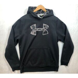 Under Armour Hoodie Loose Fit Black Gray Camo Hooded Logo Sweatshirt Men's M